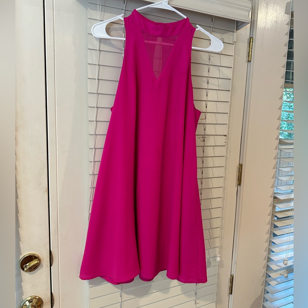 Crosby by Mollie Burch hot pink halter dress